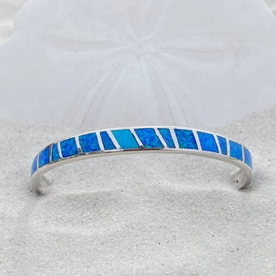 Brazalete de Ópalo Azul y Plata