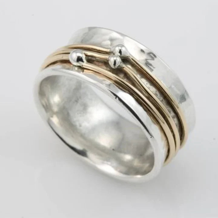 Anillo Hilo Dorado Plateado Vintage