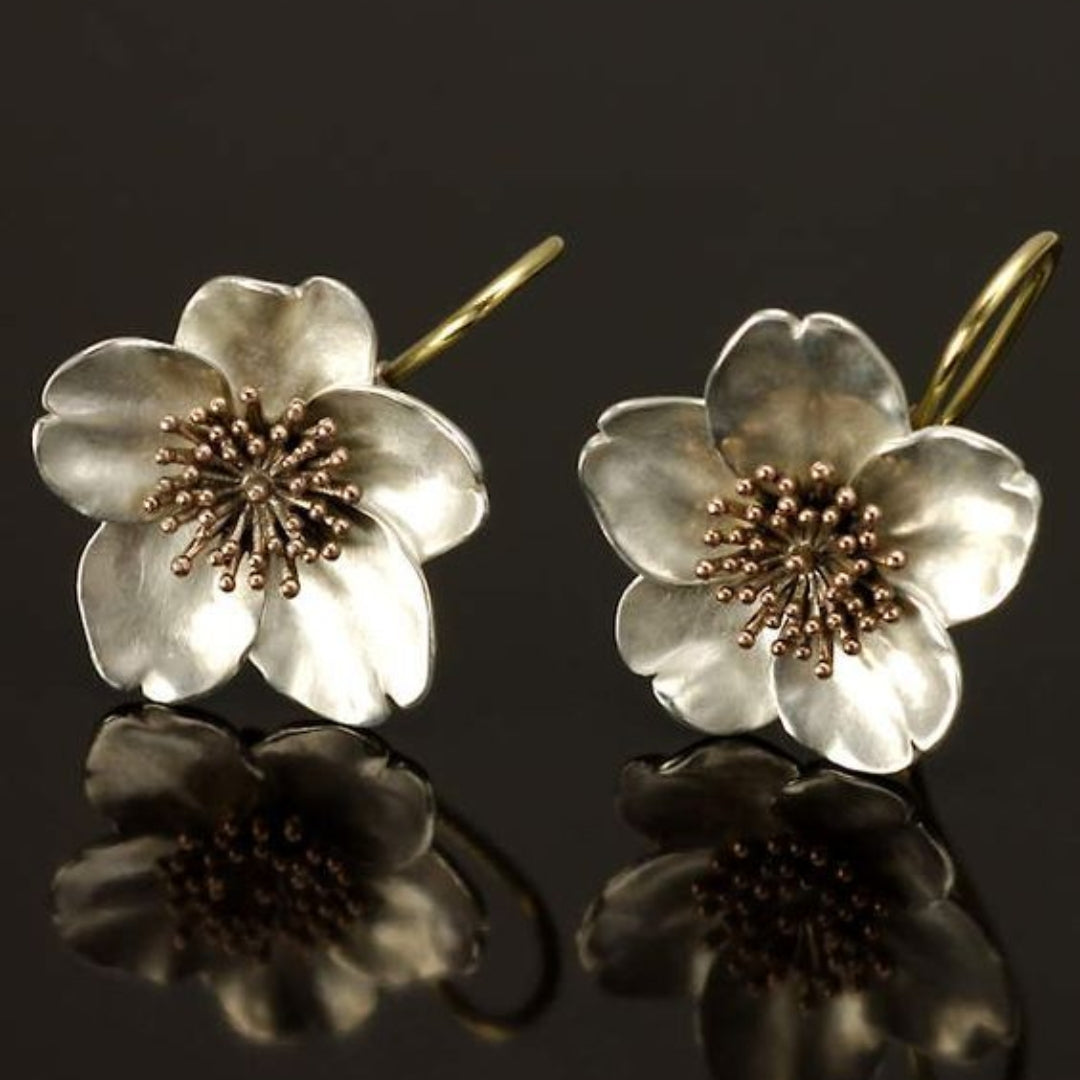 Aretes Flor Vintage en Plata