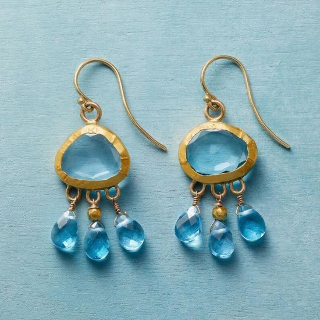 Aretes Cristales Azules Vintage