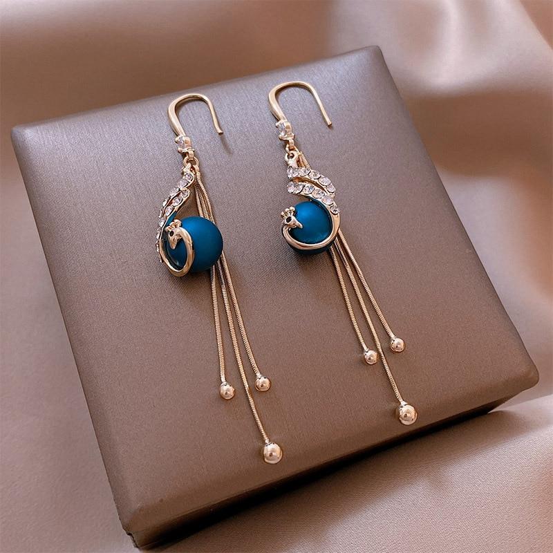 Aretes Festivos con Perlas Azules