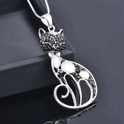 Collar Gatos del Amor en Plata y Circonitas Incrustadas