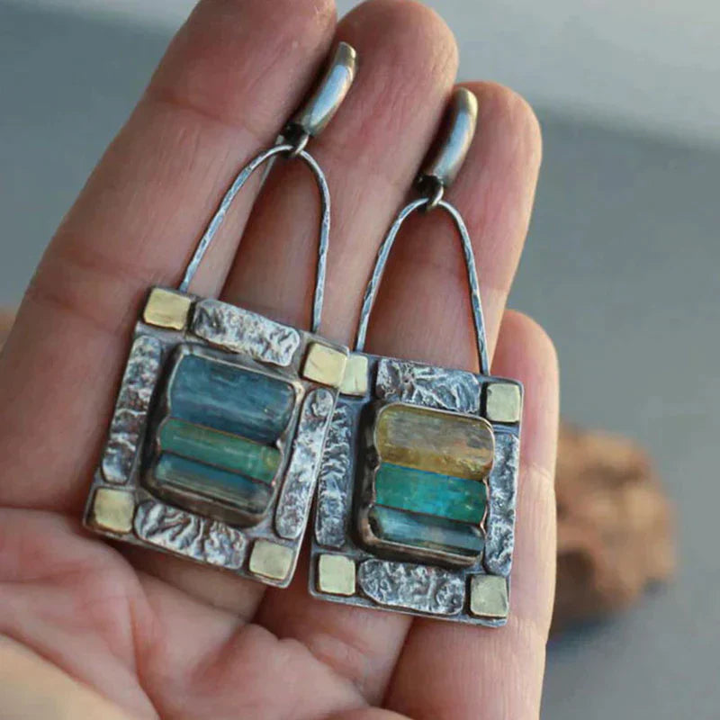 Aretes Cristal Verde Azul