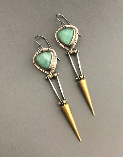 Aretes Boho Étnicos de Resina Verde