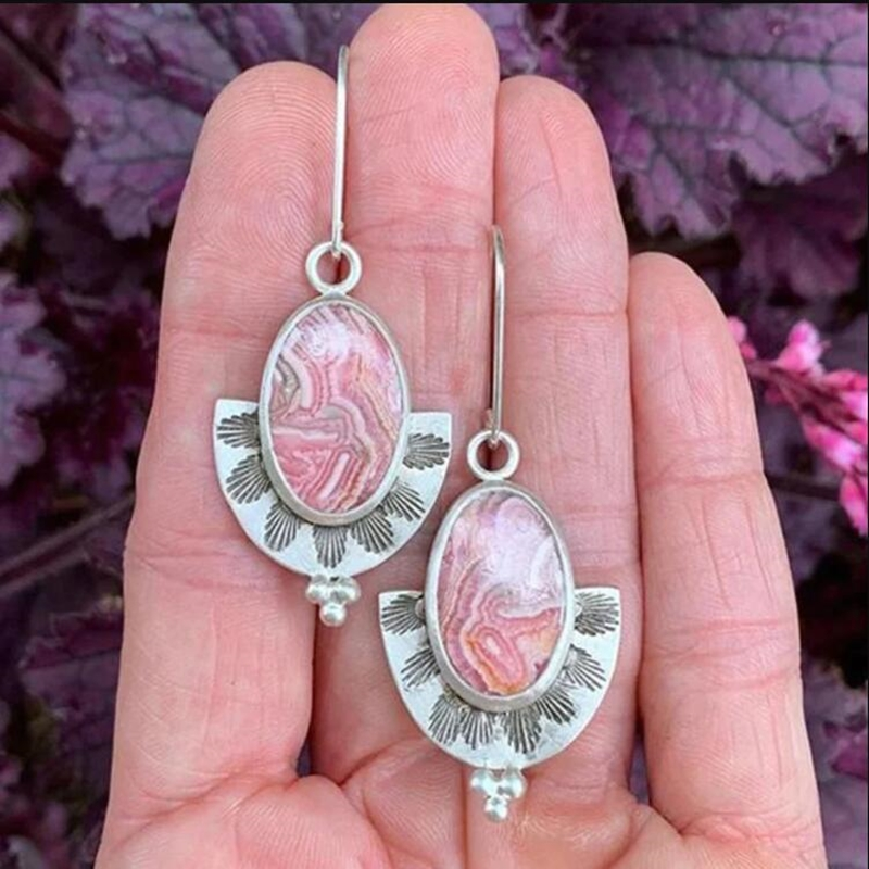 Aretes de Piedra Rosa Vintage