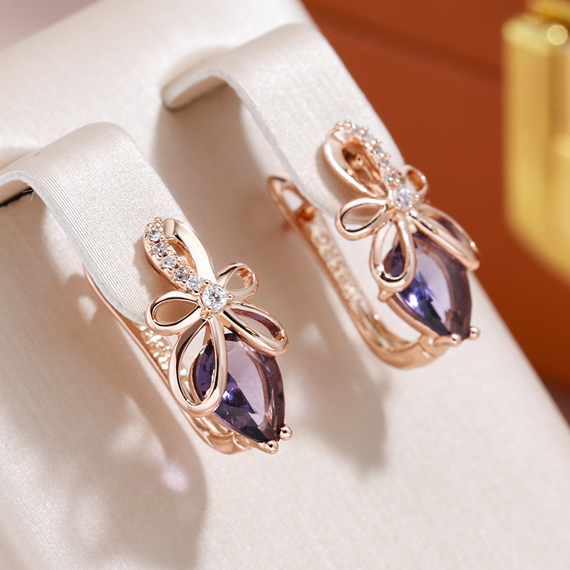 Aretes Elegantes con Cristal Morado