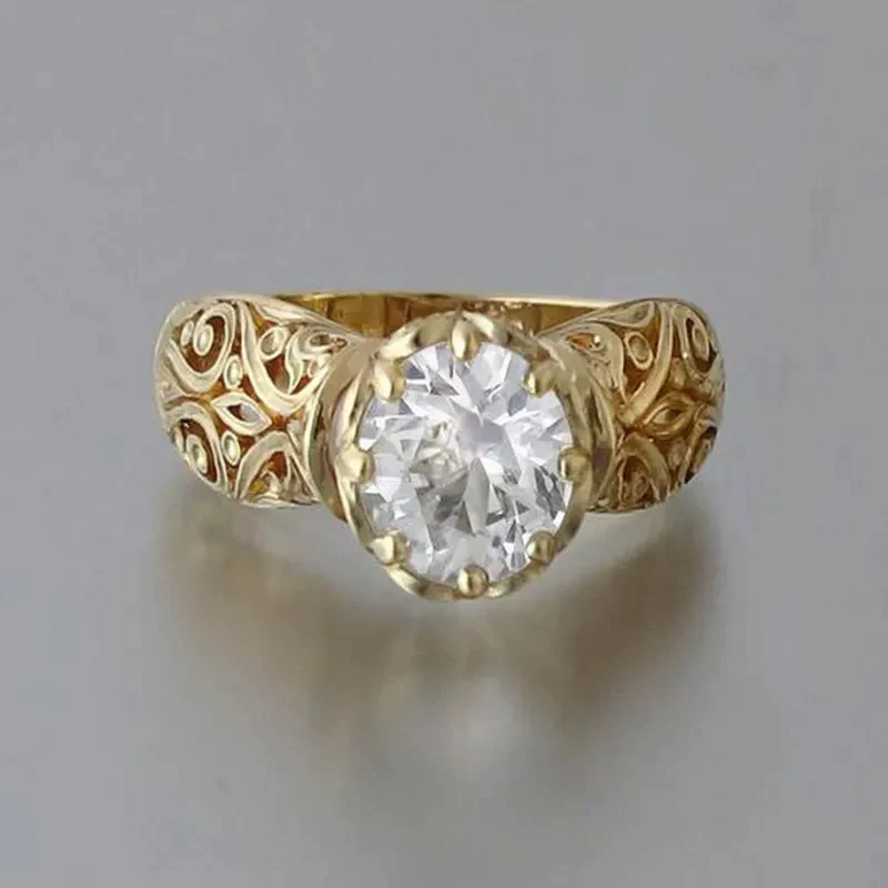 Anillo Cristal Blanco Dorado