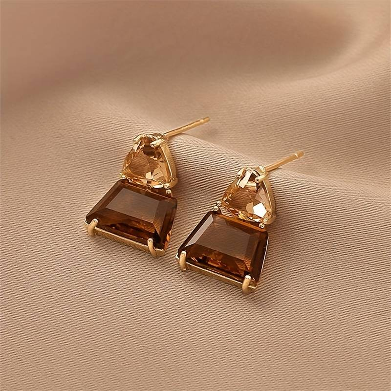 Aretes de Cristal Marrón Elegante