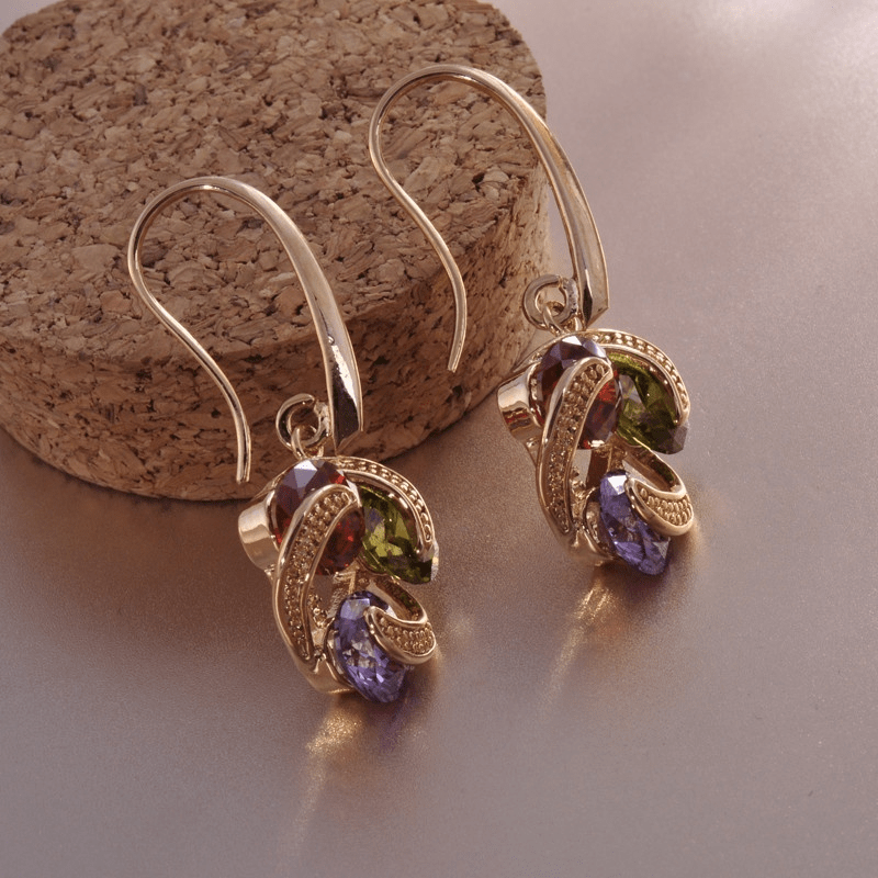 Aretes Cristales Colgantes Elegantes