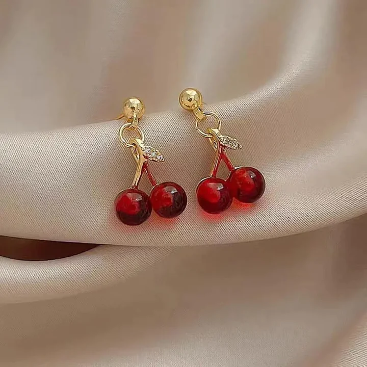 Aretes Cerezas de Cristal Elegantes