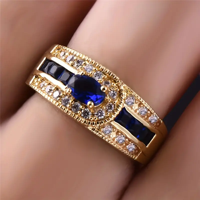 Anillo Azul Vintage Brillante