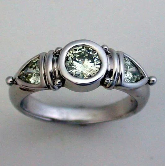 Anillo Verde Plata Vintage