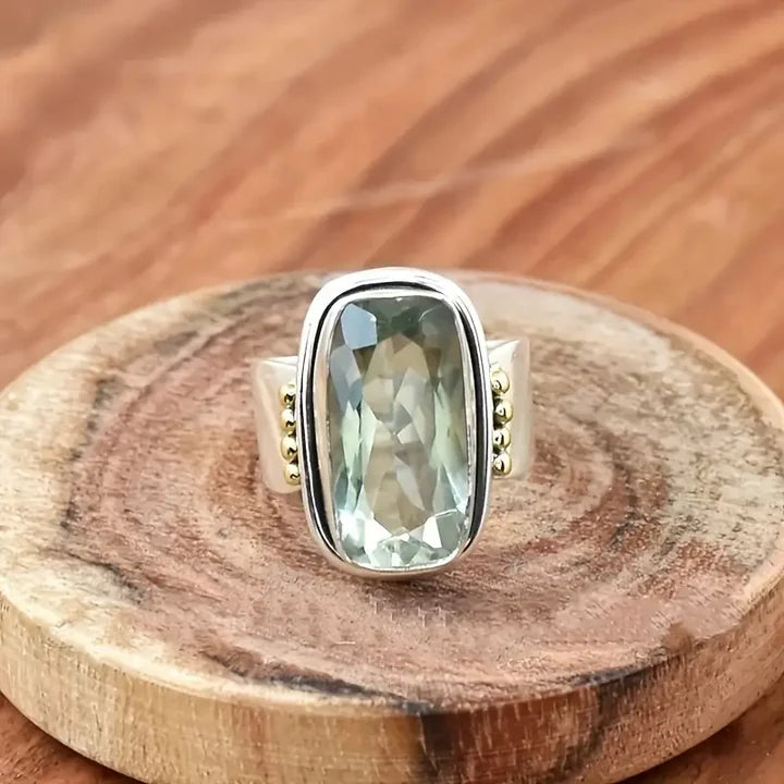 Anillo Verdoso Cristalino Vintage