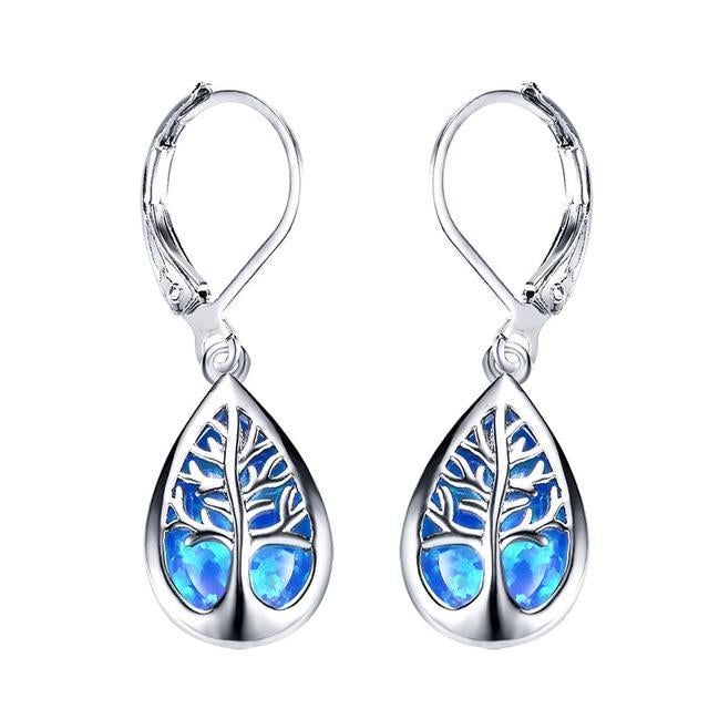 Aretes Árbol de la Vida en Ópalo y Plata