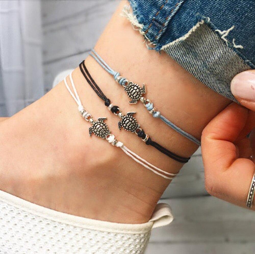 Pulsera Tobillera Tortuga Marina Baby en Plata