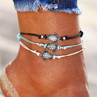 Pulsera Tobillera Tortuga Marina Baby en Plata